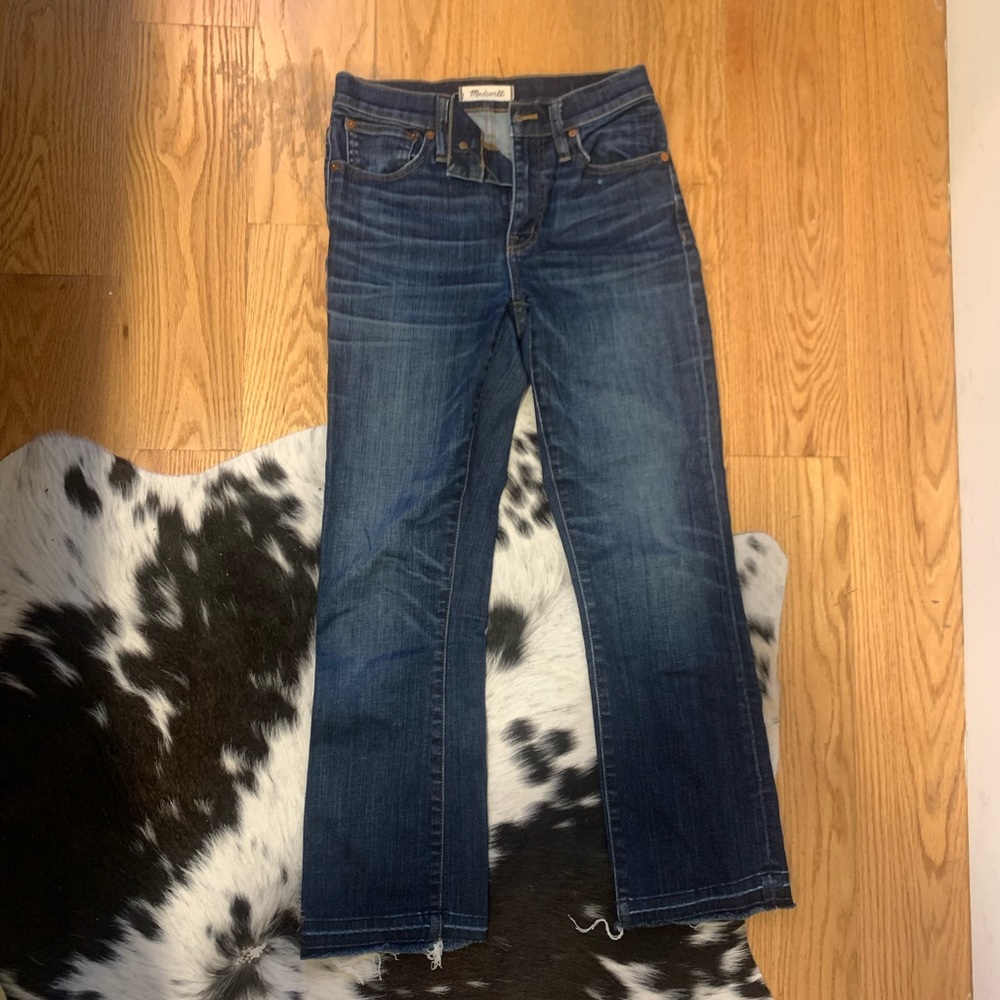 Madewell Cali Demi Boot- Darkwash + Raw Hem